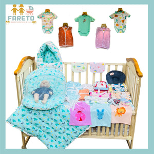 FARETO NEWBORN BABY PREMIUM QUALITY 76 IN 1 COMBO FOR SUMMER SEASON | SUPERS OFT COTTON  (0-6 MONTHS)