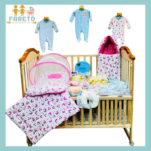 FARETO NEW BORN BABY MONSOON SEASON HOSPITAL ESSENTIALS 66 IN 1 NEW COMBO (0-6 MONTHS)