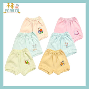 Fareto Baby Unisex Comfortable & Regular Fit Cotton Brief Innerwear Panty Underwear Bloomers for Kids, Baby boy and Girl ( Pack of 6)