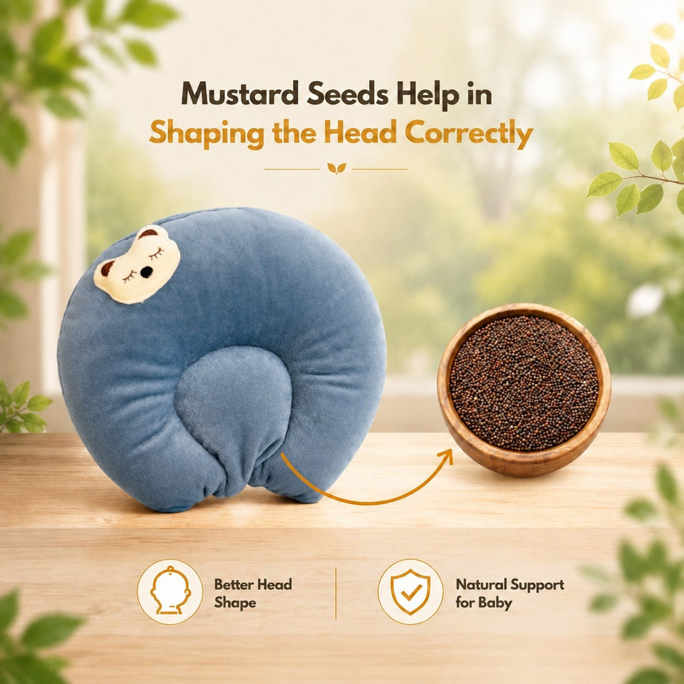 Fareto New Born Baby U-Shaped Super Soft Mustard Pillow(0-3 Months)(L-25CM, B-25CM)(F205)