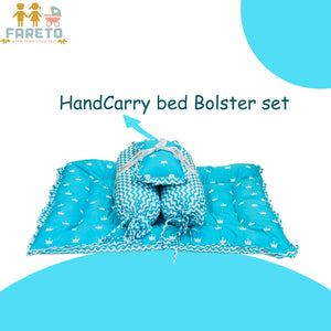 Fareto Baby bedding Essentials 1 Nest | 1 Mattress with net | 1 Carry bed | 1 Bolster set | 1 Carry bag | 1 Portable bed | 1 Feeding pillow | 1 Blanket (0-6M)