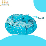 Fareto Baby bedding Essentials 1 Nest | 1 Mattress with net | 1 Carry bed | 1 Bolster set | 1 Carry bag | 1 Portable bed | 1 Feeding pillow | 1 Blanket (0-6M)