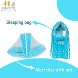 Fareto New Born Baby Premium Quality Mattress with Net & Sleeping Bag & Hand Carry bed(0- 6Months)