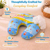 Fareto Baby Feeding Pillow with Detachable Cover Breast Feeding (0-24 Months)(Blue Ziraf)(F31)