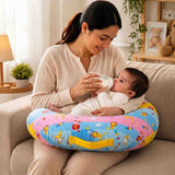 Fareto Baby Feeding Pillow with Detachable Cover Breast Feeding (0-24 Months)(Blue Ziraf)(F31)