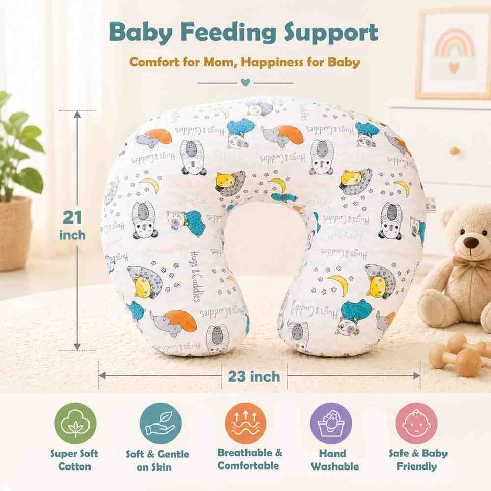 Fareto Baby Feeding Pillow with Detachable Cover Breast Feeding (0-24 Months)(Goodnight_Green)(F427)