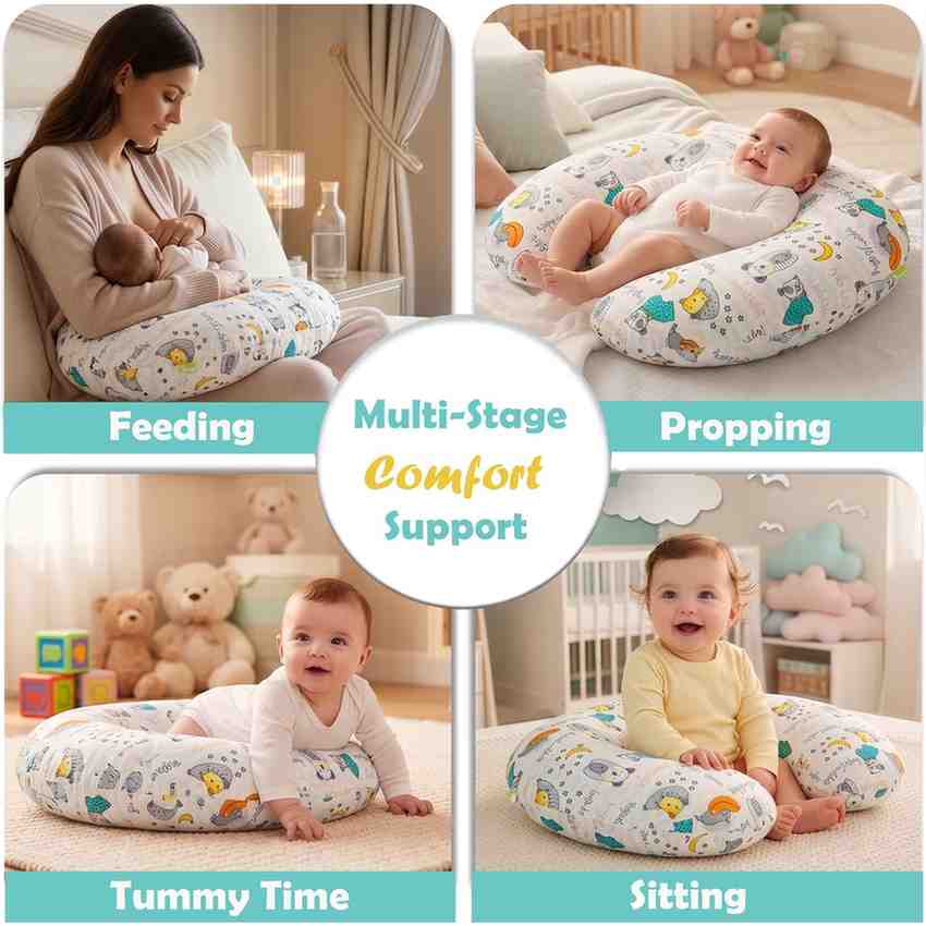 Fareto Baby Feeding Pillow with Detachable Cover Breast Feeding (0-24 Months)(Goodnight_Green)(F427)