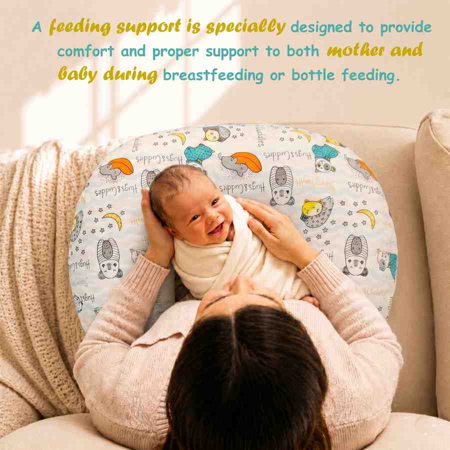 Fareto Baby Feeding Pillow with Detachable Cover Breast Feeding (0-24 Months)(Goodnight_Green)(F427)