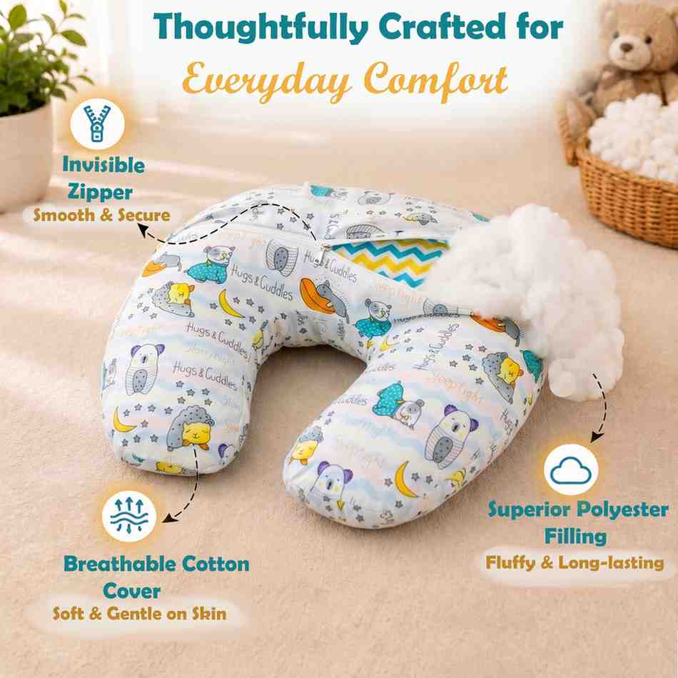Fareto Baby Feeding Pillow with Detachable Cover Breast Feeding (0-24 Months)(Goodnight_Green)(F427)