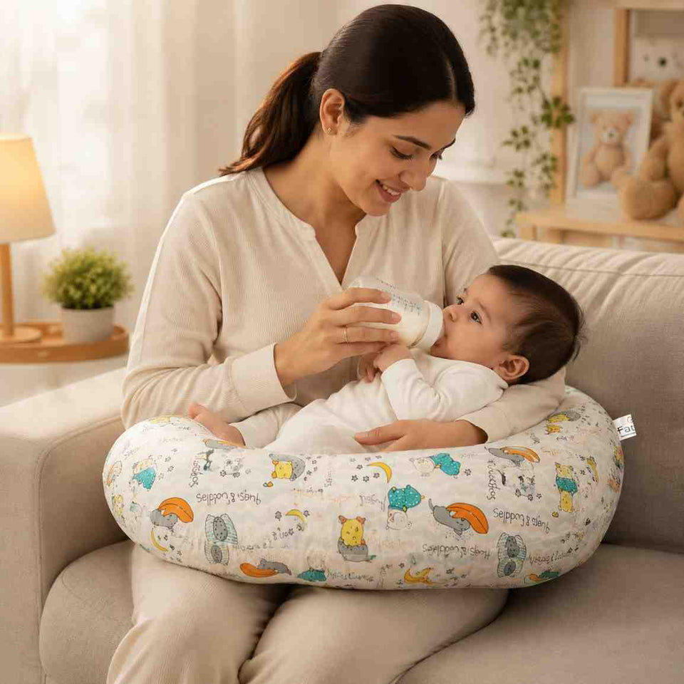 Fareto Baby Feeding Pillow with Detachable Cover Breast Feeding (0-24 Months)(Goodnight_Green)(F427)