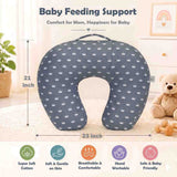 Fareto Baby Feeding Pillow with Detachable Cover Breast Feeding (0-24 Months)(Crown_Grey)(F429)