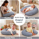 Fareto Baby Feeding Pillow with Detachable Cover Breast Feeding (0-24 Months)(Crown_Grey)(F429)