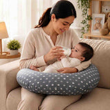 Fareto Baby Feeding Pillow with Detachable Cover Breast Feeding (0-24 Months)(Crown_Grey)(F429)