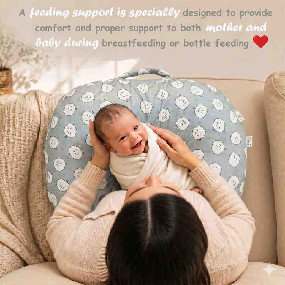 Fareto Baby Feeding Pillow with Detachable Cover Breast Feeding (0-24 Months)(Grey Ship)(F430)