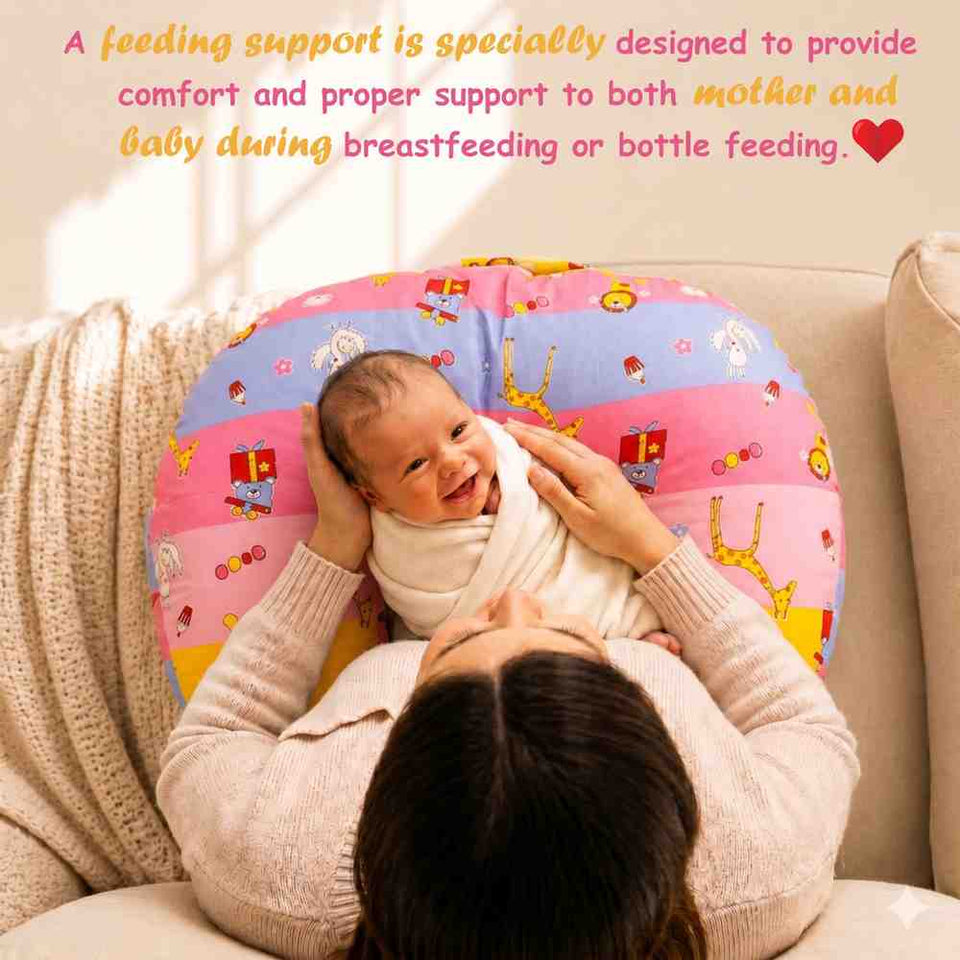 Fareto Baby Feeding Pillow with Detachable Cover Breast Feeding (0-24 Months)(Pink_ziraf)(F426)