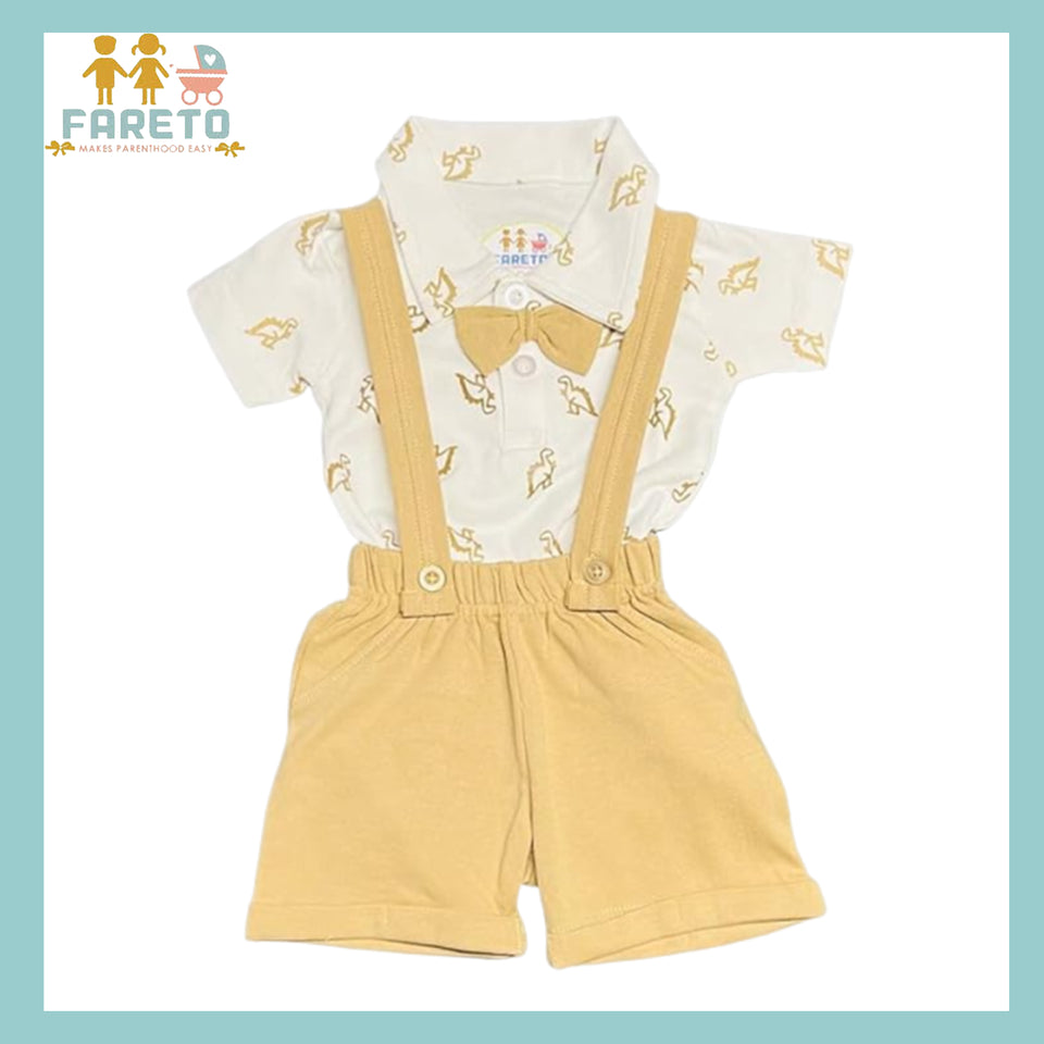 Fareto Cotton Dungaree & T-Shirt Clothing Set for Baby | Party Wear & Casual Dress for Unisex Baby