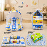 Fareto New Born Baby Combo of Mattress with Net | Sleeping Bag | 4 Pcs Bedding Set | 4 Sheets(0-6 Months)(F37)