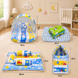 Fareto New Born Baby Combo of Mattress with Net | Sleeping Bag | 4 Pcs Bedding Set | 4 Sheets(0-6 Months)(F37)