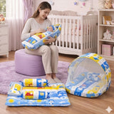 Fareto Combo of Baby Nest | Bed with Net | Carry Bag | 4 Pcs Bedding Set(0-6 Months)(F158)