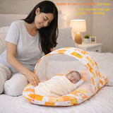 Fareto New Born Baby Combo of Mattress with Net | Sleeping Bag | 4 Pcs Bedding Set | 4 Sheets(0-6 Months)(F37)