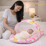 Fareto New Born Baby Combo of Mattress with Net | Sleeping Bag | 4 Pcs Bedding Set | 4 Sheets(0-6 Months)(F37)