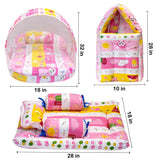 Fareto Combo of Baby Nest | Bed with Net | Carry Bag | 4 Pcs Bedding Set(0-6 Months)(F158)