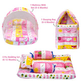 Fareto Combo of Baby Nest | Bed with Net | Carry Bag | 4 Pcs Bedding Set(0-6 Months)(F158)