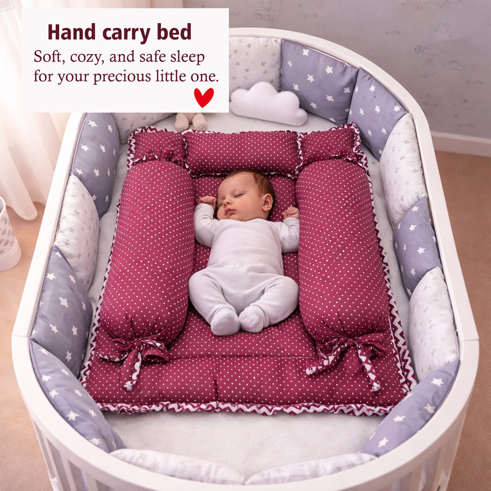 Fareto Complete Bedding Set essentials Combo For Baby (0-6 Months)(Red Polka)(F422)