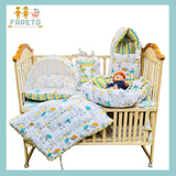 FARETO COMPLETE BEDDING SET ESSENTIALS COMBO FOR BABY (0-6 MONTHS) (GOOD NIGHT GREEN)