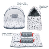 Fareto Combo of Baby Bed with Net | Carry Bag | 4 Pcs Bedding Set (0-6 Months)(F161)