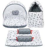 Fareto Combo of Baby Bed with Net | Carry Bag | 4 Pcs Bedding Set (0-6 Months)(F161)