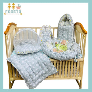 Fareto Complete Bedding Set essentials Combo For Baby (0-6 Months)(Grey ship)