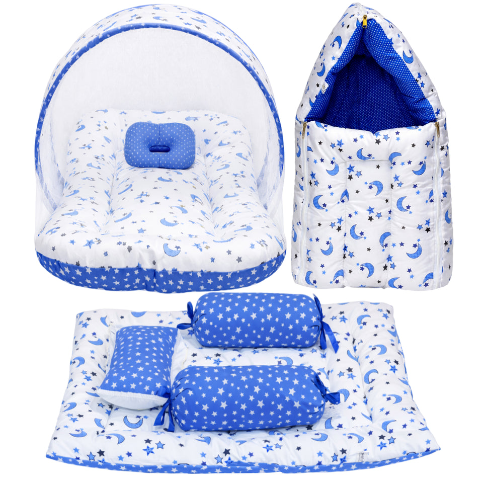 Fareto Combo of Baby Bed with Net | Carry Bag | 4 Pcs Bedding Set (0-6 Months)(F161)