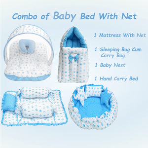 FARETO COMPLETE BEDDING SET ESSENTIALS COMBO FOR BABY (0-6 MONTHS)( TAJ  )