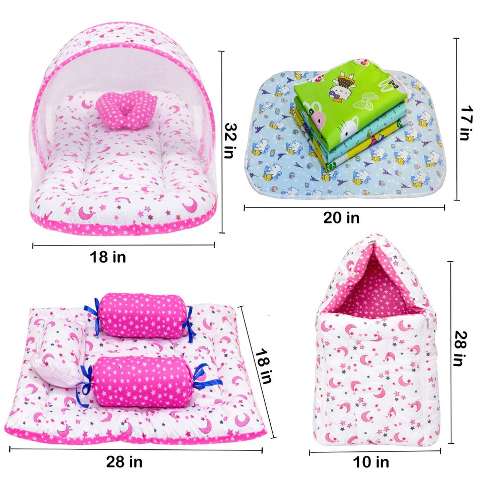 Fareto New Born Baby Bedding | Bed | Sleeping Bag | Essential (0-6 Months) (Pack of 15)(F50)