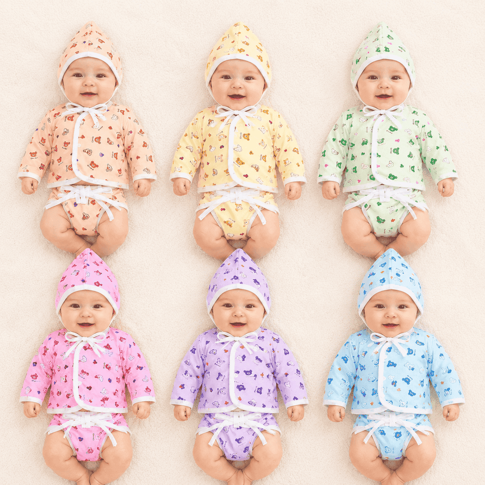 Fareto New Born Baby Premium Quality Clothing Set (0-2 Months)(Pack of 6)(F760)