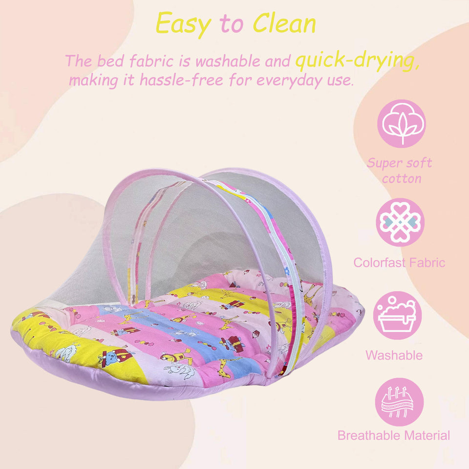 Fareto New Born Baby Premium Quality Mattress With Net, Giffi (0-1 Year)(L:80*B:50CM)(Size-Big)
