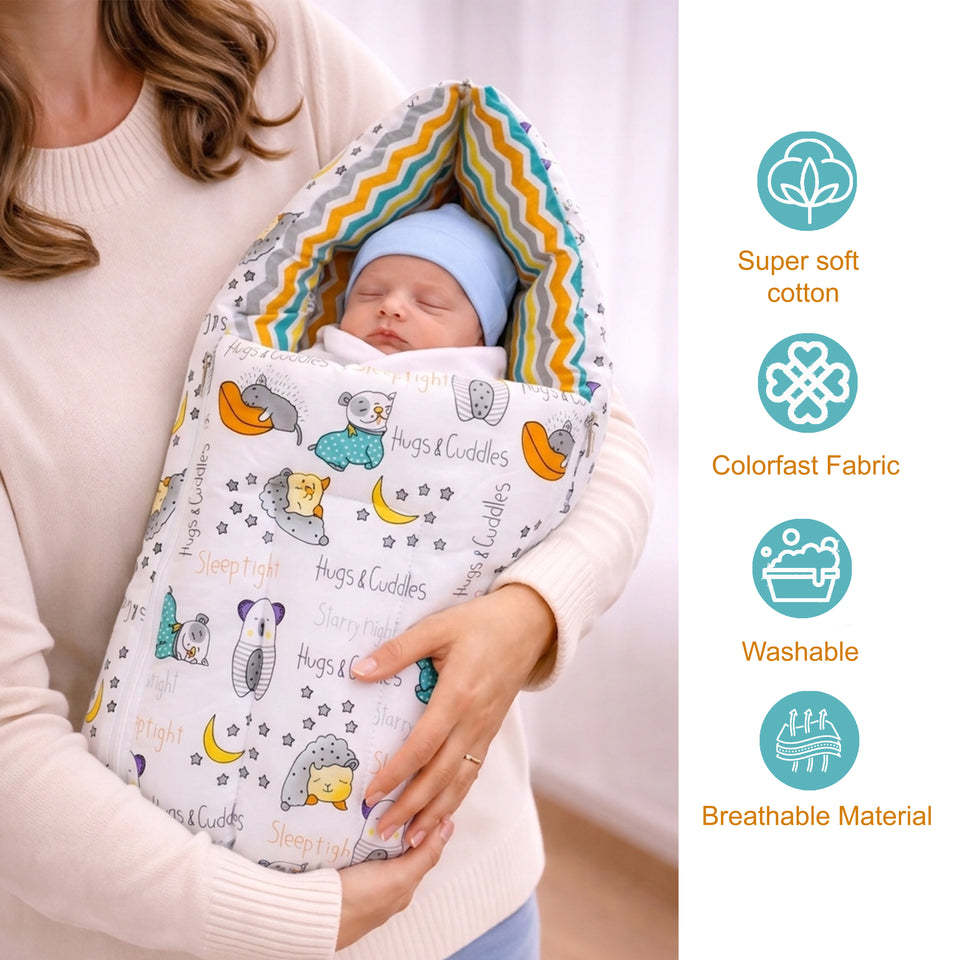 FARETO COMPLETE BEDDING SET ESSENTIALS COMBO FOR BABY (0-6 MONTHS) (GOOD NIGHT GREEN)(F382)