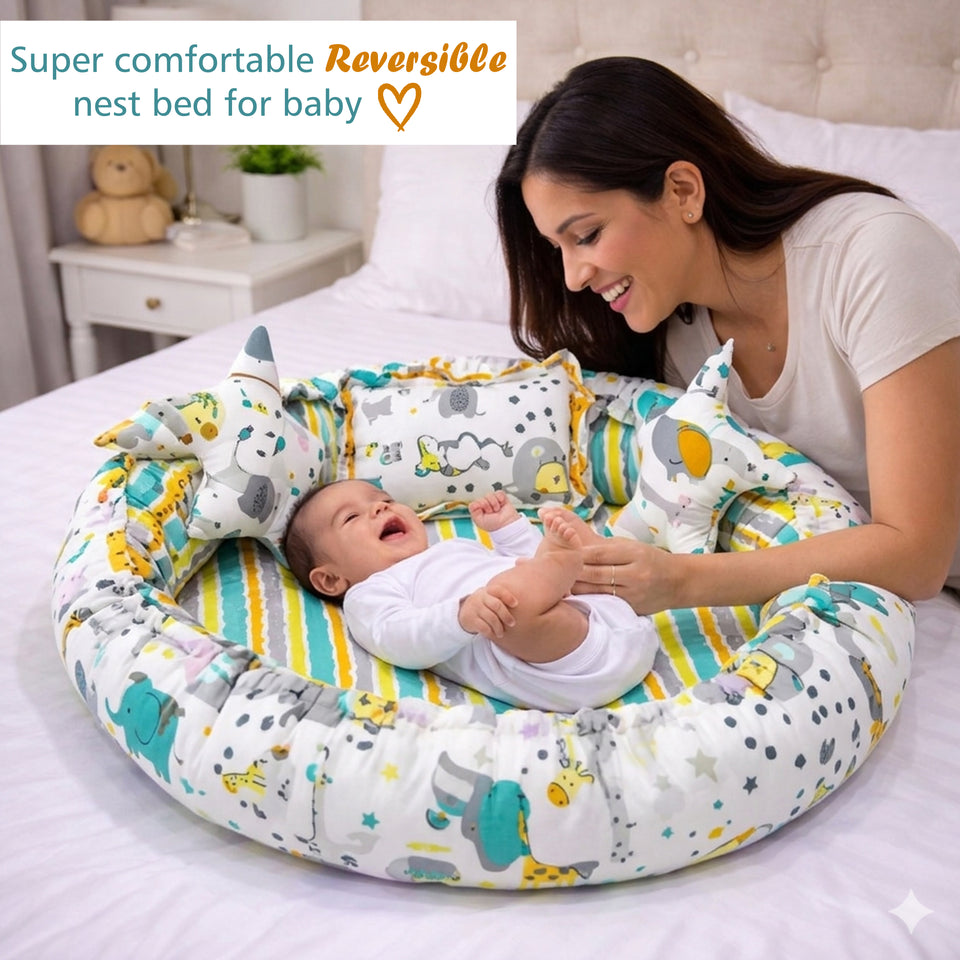 FARETO COMPLETE BEDDING SET ESSENTIALS COMBO FOR BABY (0-6 MONTHS) (GOOD NIGHT GREEN)(F382)