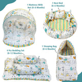 FARETO COMPLETE BEDDING SET ESSENTIALS COMBO FOR BABY (0-6 MONTHS) (GOOD NIGHT GREEN)(F382)