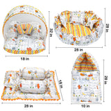 FARETO COMPLETE BEDDING SET ESSENTIALS COMBO FOR BABY (0-6 MONTHS)(GOOD NIGHT ORANGE)(F383)