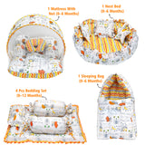 FARETO COMPLETE BEDDING SET ESSENTIALS COMBO FOR BABY (0-6 MONTHS)(GOOD NIGHT ORANGE)(F383)