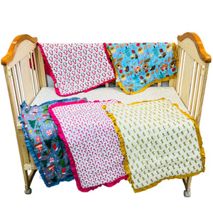 Fareto New Born Baby 100% Cotton Super Soft Malmal Carry Bed Pack of 5(0-3 Months) 77CM*55CM(300 GSM)
