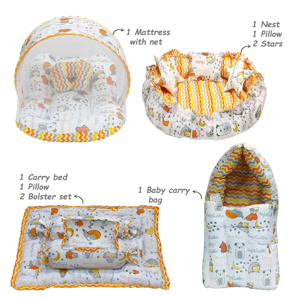 FARETO NEW BORN BABY PREMIUM QUALITY 101 SUMMER & MODERATE COMBO BABY ESSENTIALS ALL IN 1(0-6 MONTHS)(F552)