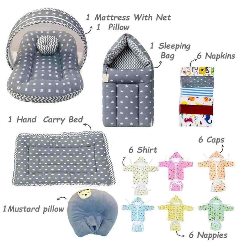 Fareto New Born 104 in 1 High Quality Premium Baby Monsoon Season Hospital Essentials Set | Soft, Warm & Comfortable Gift Kit for Newborn Babies (0-6 Months)(F765)