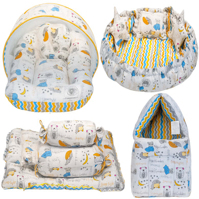 FARETO COMPLETE BEDDING SET ESSENTIALS COMBO FOR BABY (0-6 MONTHS)(GOOD NIGHT BLUE)