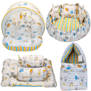 FARETO COMPLETE BEDDING SET ESSENTIALS COMBO FOR BABY (0-6 MONTHS)(GOOD NIGHT BLUE)