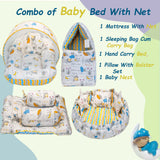 FARETO COMPLETE BEDDING SET ESSENTIALS COMBO FOR BABY (0-6 MONTHS)(GOOD NIGHT BLUE)