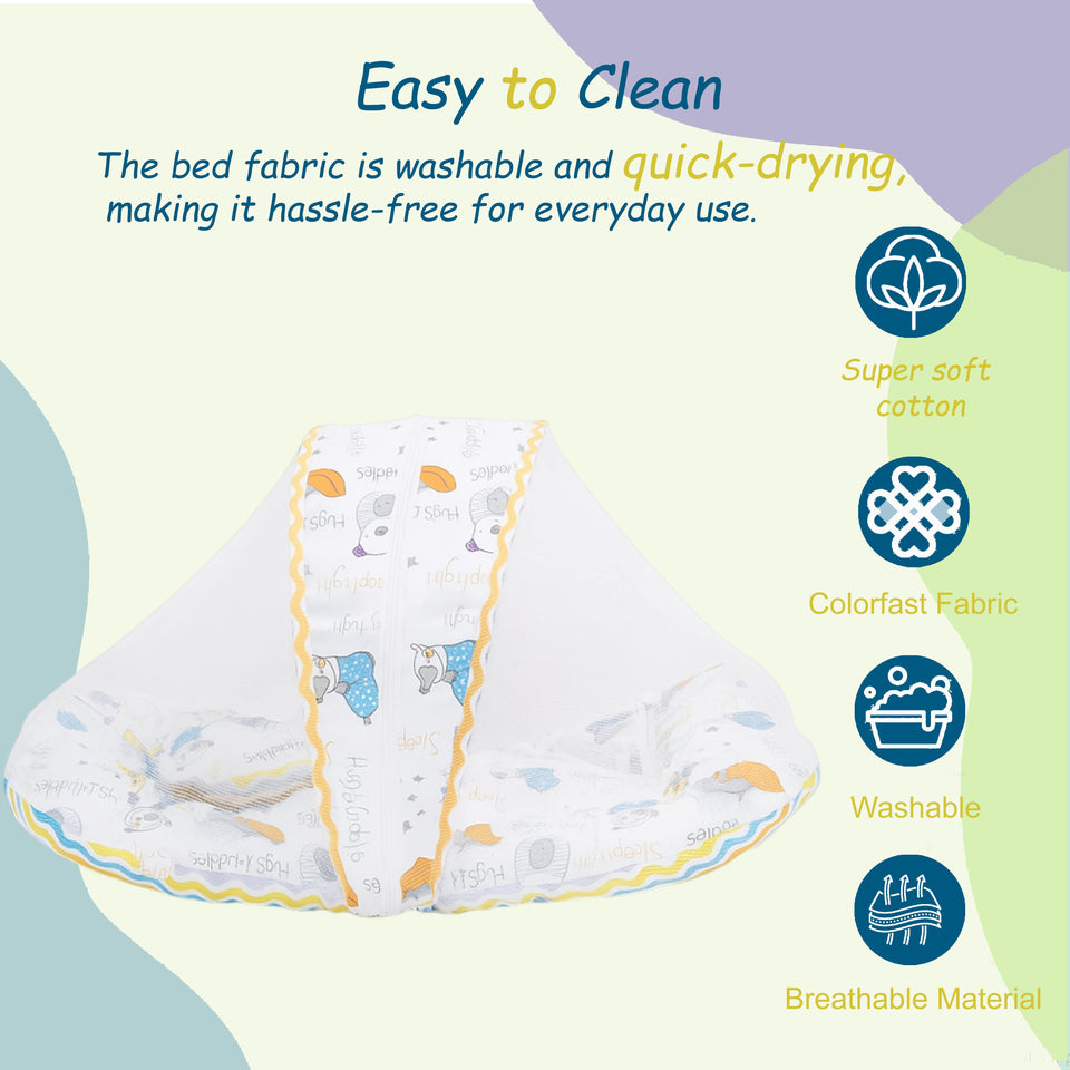 FARETO COMPLETE BEDDING SET ESSENTIALS COMBO FOR BABY (0-6 MONTHS)(GOOD NIGHT BLUE)