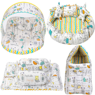 FARETO COMPLETE BEDDING SET ESSENTIALS COMBO FOR BABY (0-6 MONTHS) (GOOD NIGHT GREEN)